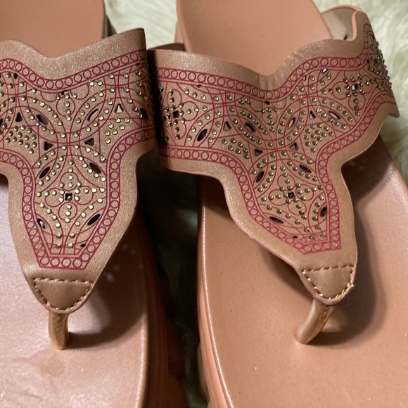 PLATFORM FLIP FLOP SOFT WEDGE BOHEMIAN THONG SANDALS, HIPPIE, CHICS, WOMEN - Picture 4 of 13